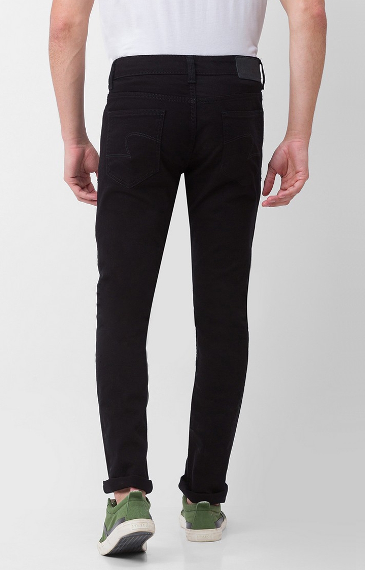 Spykar | Men's Black Cotton Solid Skinny Jeans 4