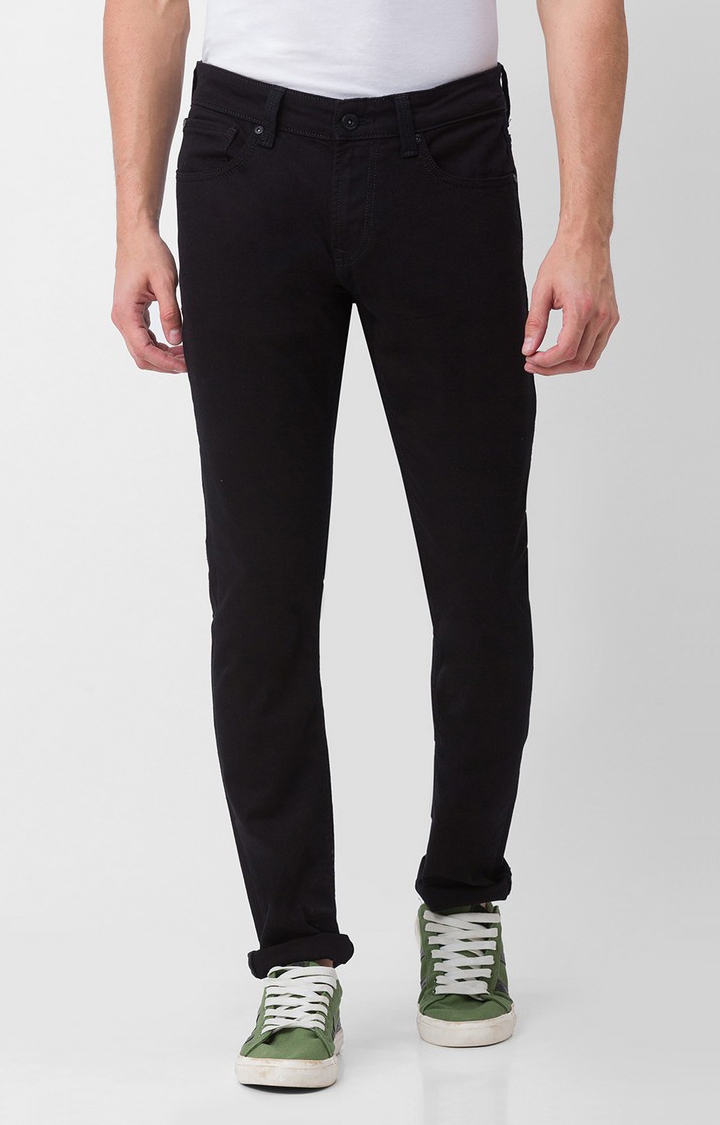 Spykar | Men's Black Cotton Solid Skinny Jeans 0
