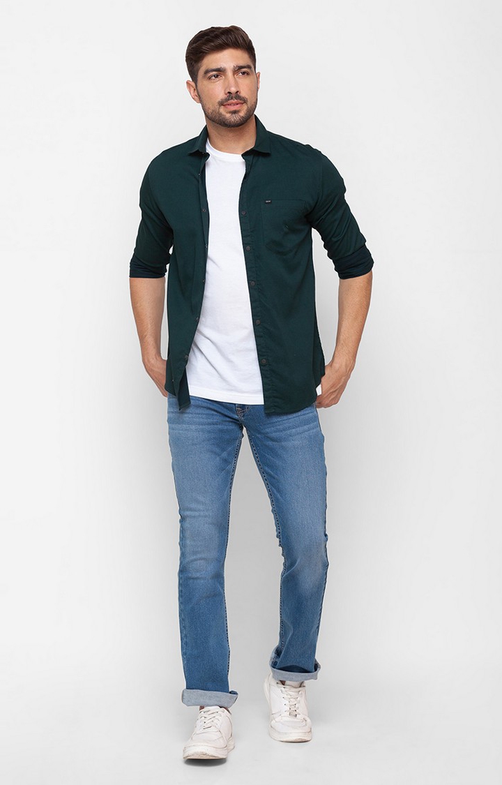 Spykar | Men's Blue Cotton Solid Regular Jeans 1