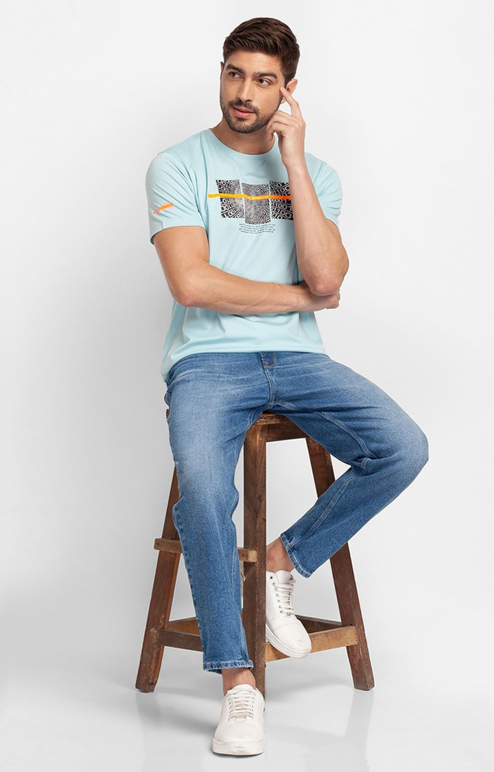 Men's Blue Cotton Solid Straight Jeans