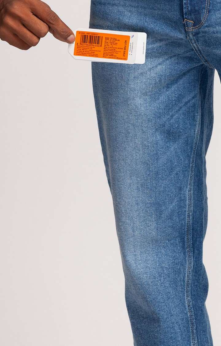 Men's Blue Cotton Solid Straight Jeans