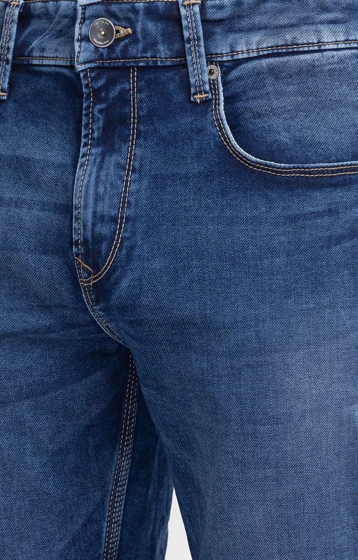 spykar | Men's Blue Cotton Solid Straight Jeans 5