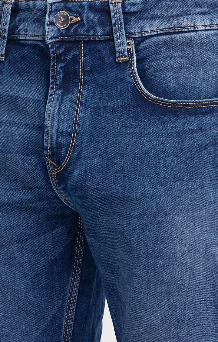 Men's Blue Cotton Solid Straight Jeans