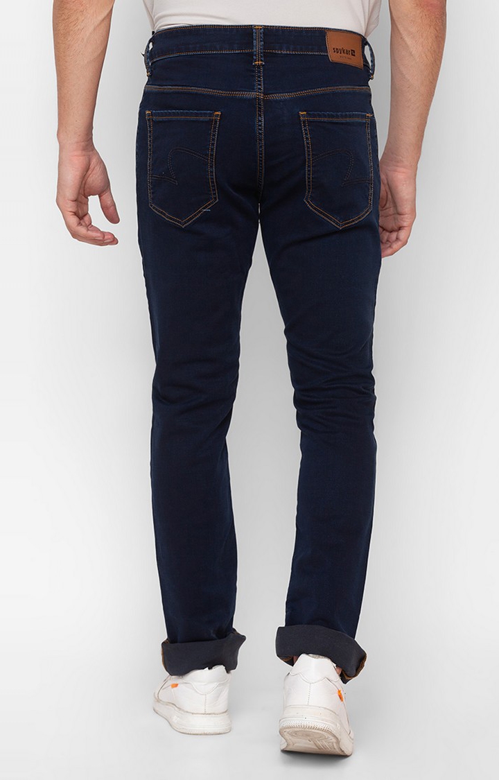 Spykar | Men's Blue Cotton Solid Straight Jeans 4