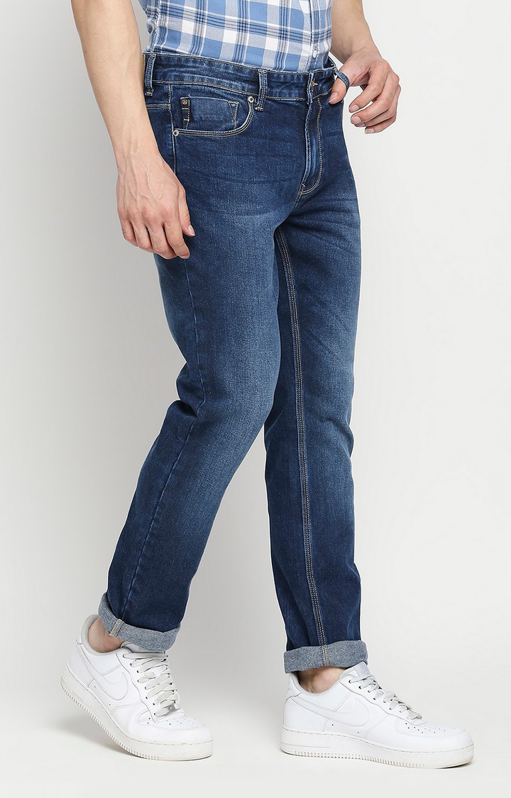 spykar | Men's Blue Cotton Solid Jeans 2