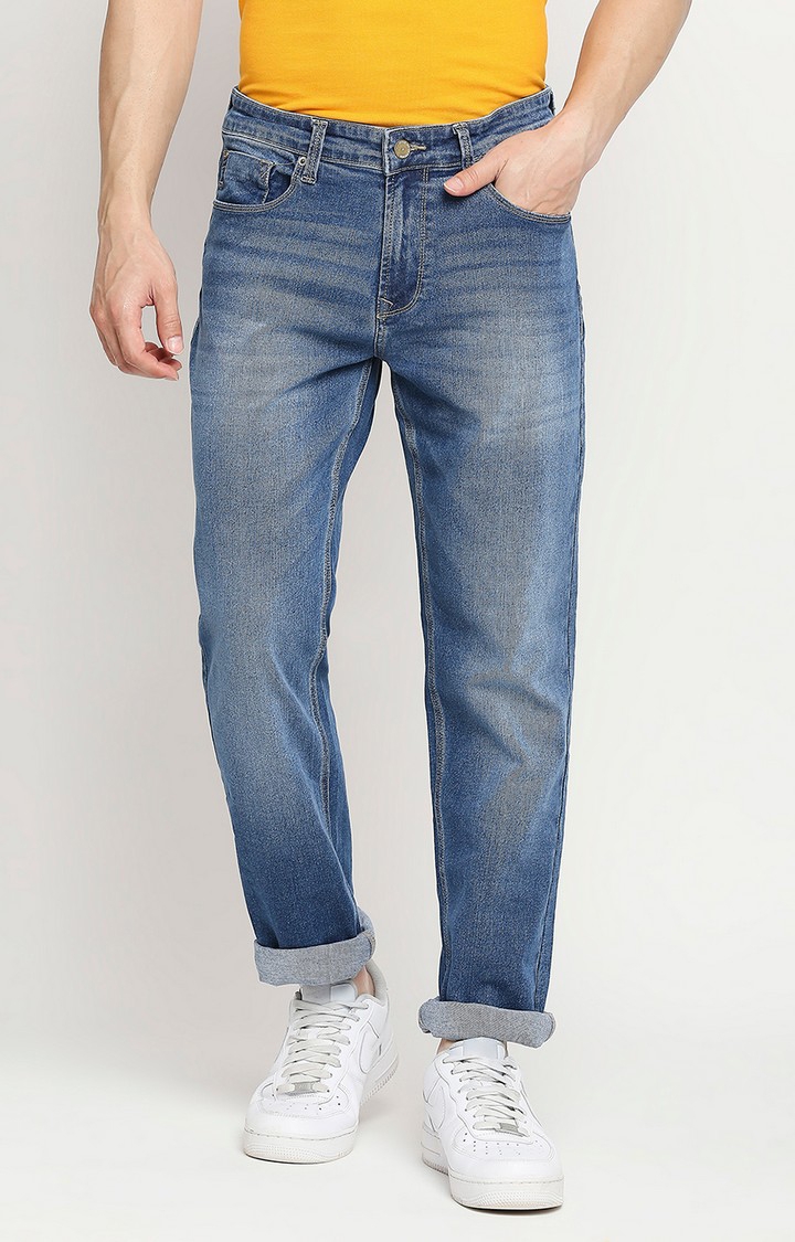 Spykar Dark Blue Cotton Slim Fit Narrow Length Jeans For Men (Skinny) -  mprm02bb19darkblue