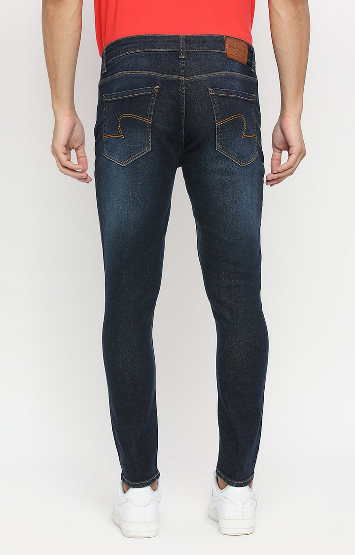 Men's Blue Cotton Solid Jeans