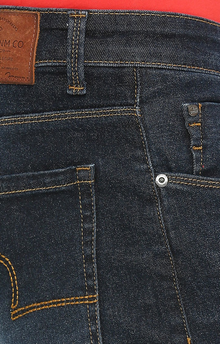 Men's Blue Cotton Solid Jeans