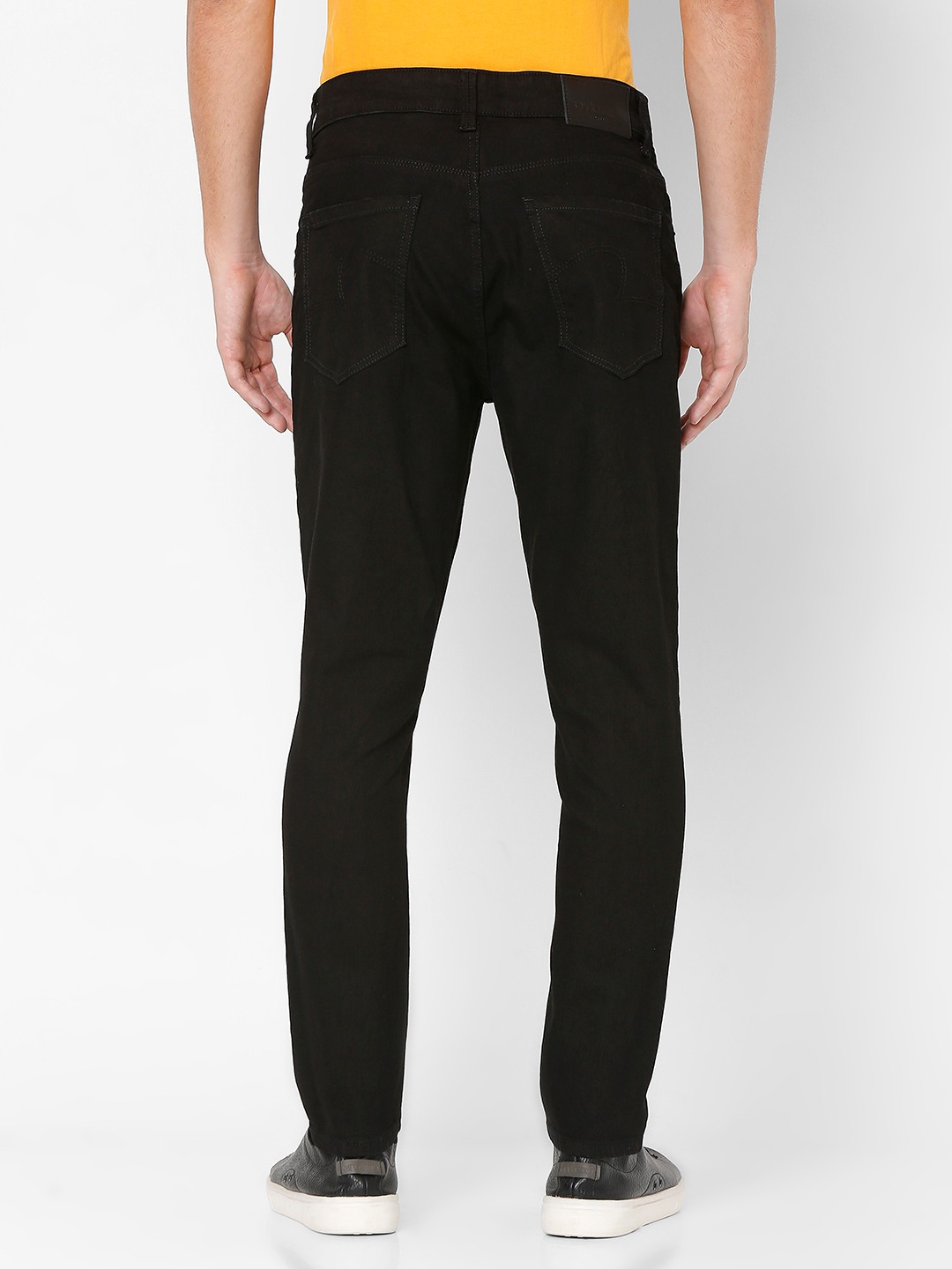 Men's Black Cotton Solid Slim Jeans