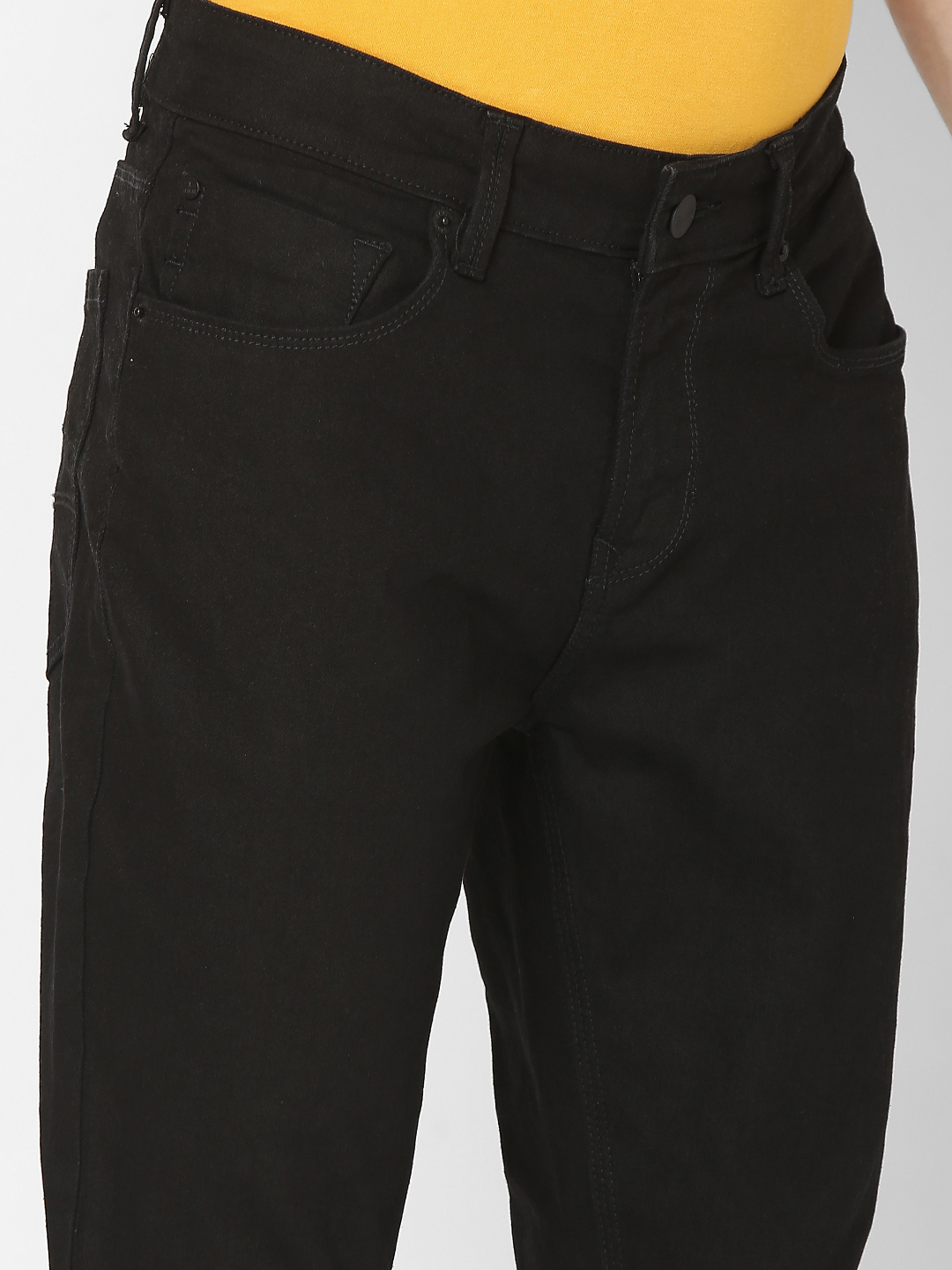 Men's Black Cotton Solid Slim Jeans