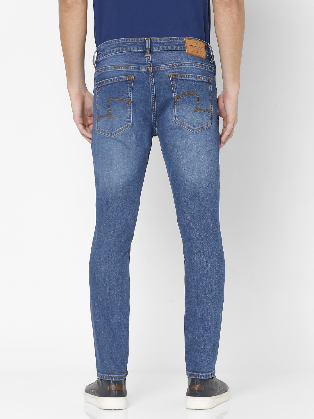 Men's Blue Cotton Solid Slim Jeans