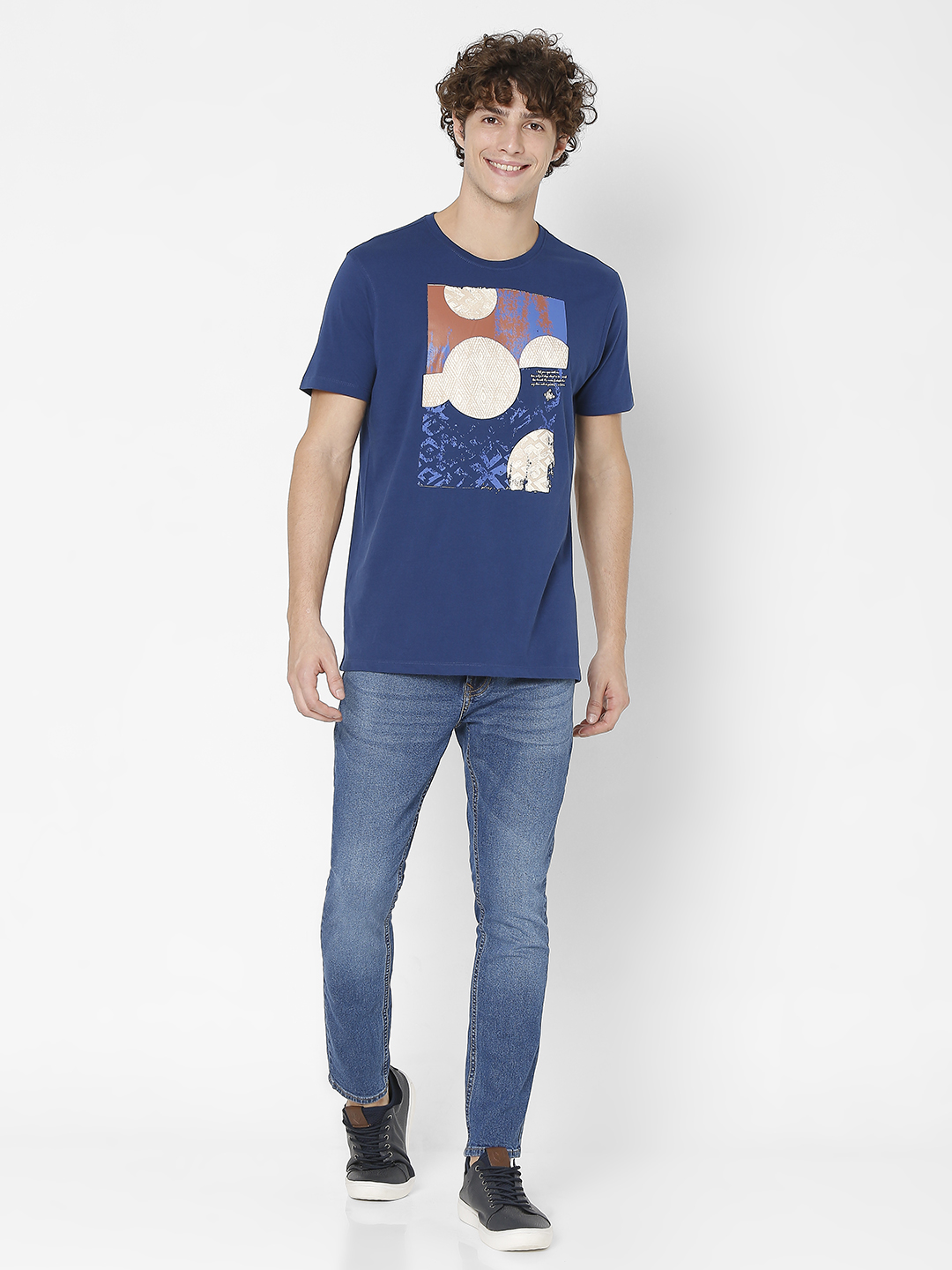 Men's Blue Cotton Solid Slim Jeans