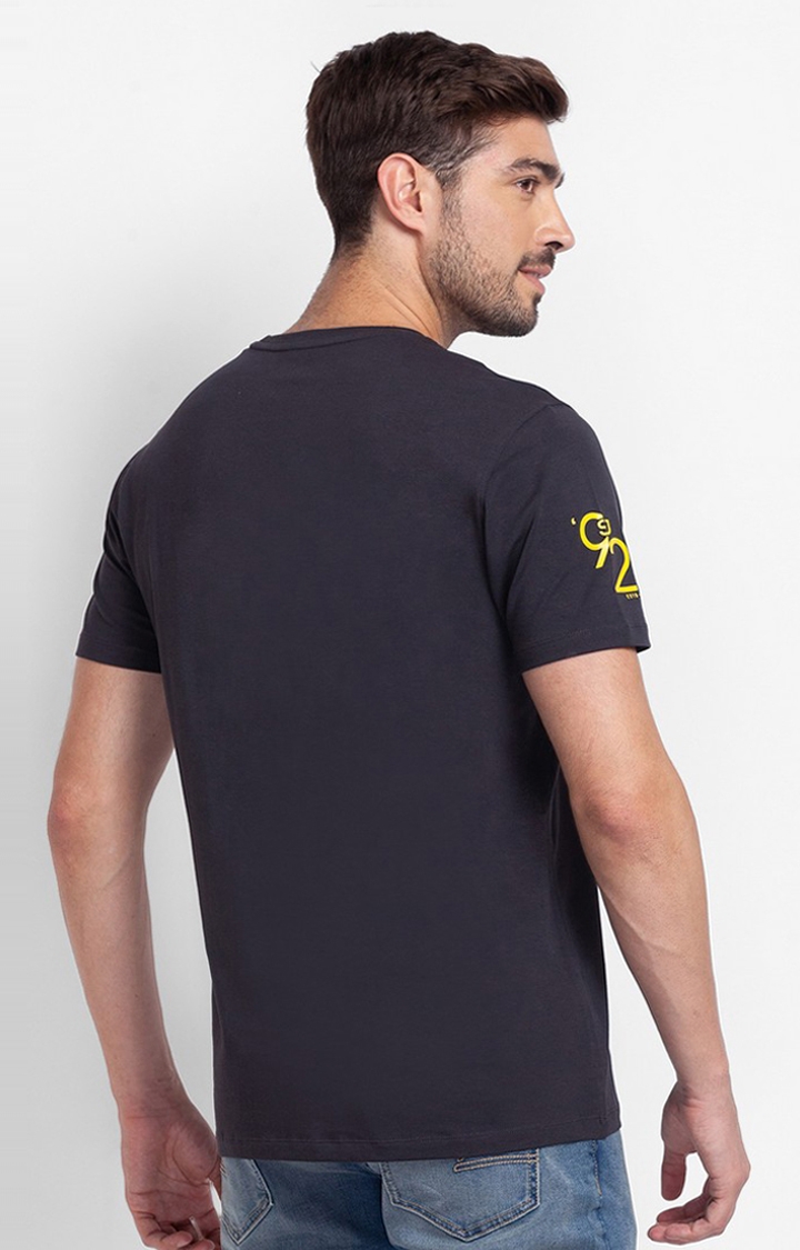spykar | Spykar Slate Grey Cotton Half Sleeve Plain Casual T-Shirt For Men 4