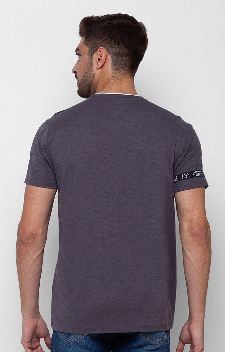 spykar | Spykar Charcoal Grey Cotton Half Sleeve Printed Casual T-Shirt For Men 4
