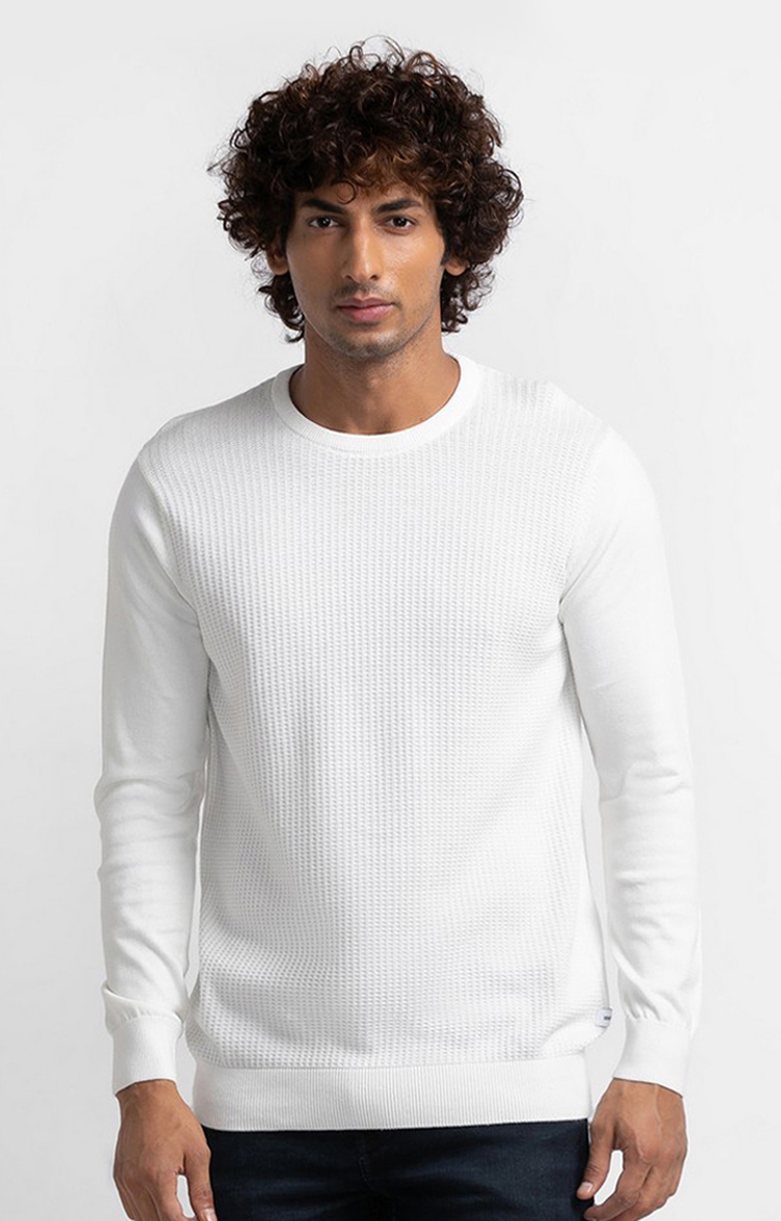 spykar | Spykar White Cotton Full Sleeve Casual Sweatshirt For Men 0