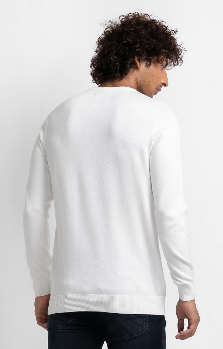 spykar | Spykar White Cotton Full Sleeve Casual Sweatshirt For Men 4