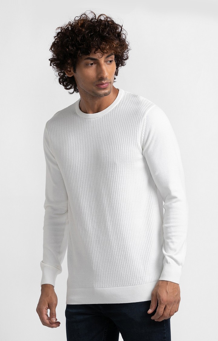 spykar | Spykar White Cotton Full Sleeve Casual Sweatshirt For Men 3