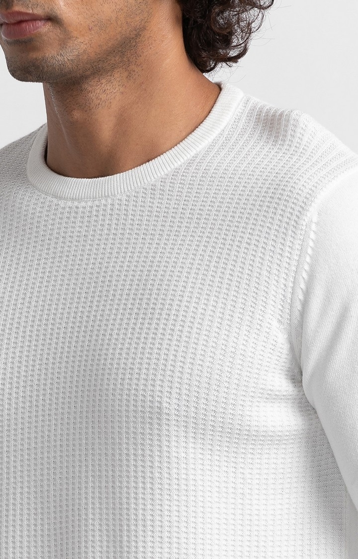 spykar | Spykar White Cotton Full Sleeve Casual Sweatshirt For Men 5