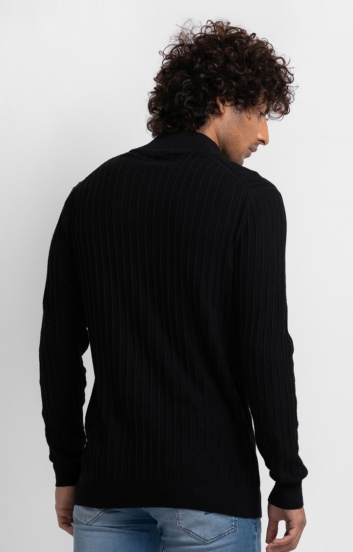spykar | Spykar Black Cotton Full Sleeve Casual Sweater For Men 4