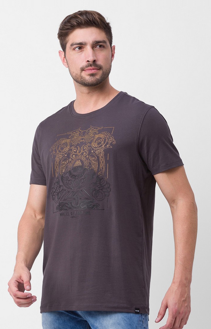 spykar | Spykar Purple Cotton Round Neck Casual T-Shirt 3