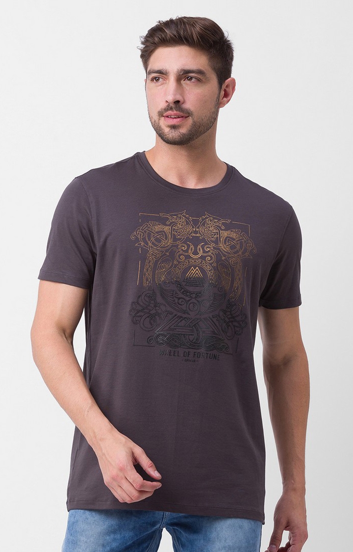 spykar | Spykar Purple Cotton Round Neck Casual T-Shirt 0