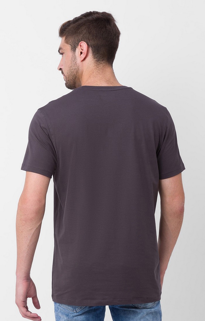 spykar | Spykar Purple Cotton Round Neck Casual T-Shirt 4