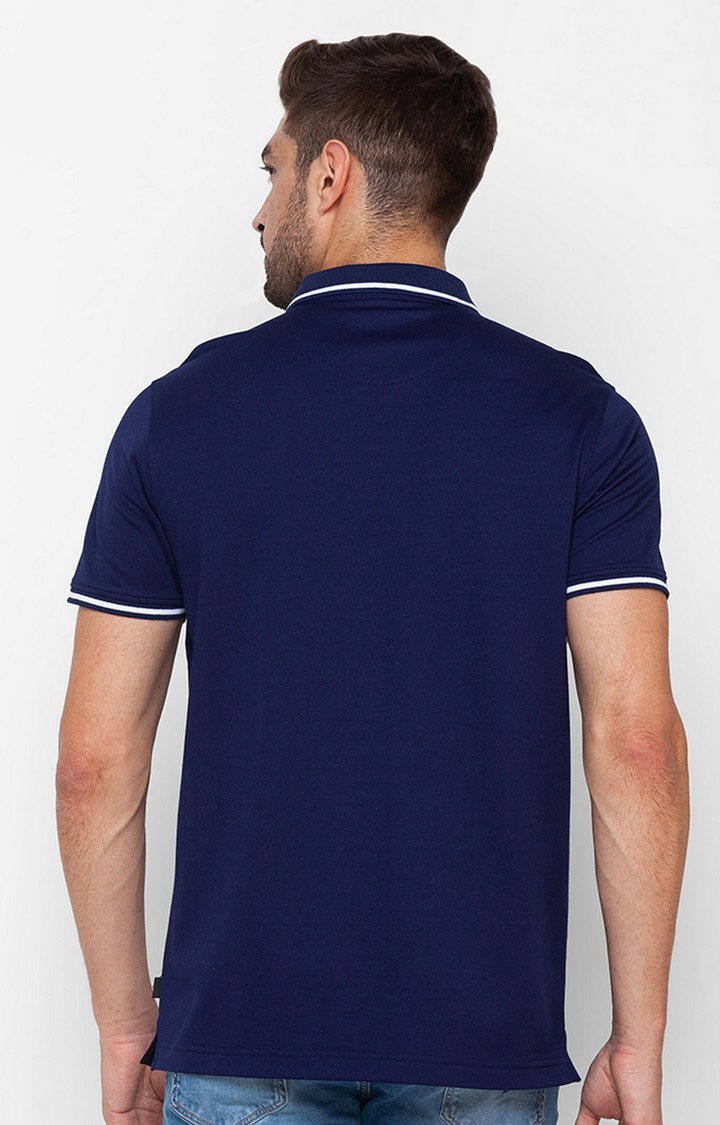 spykar | Men's Blue Cotton Solid Polos 2