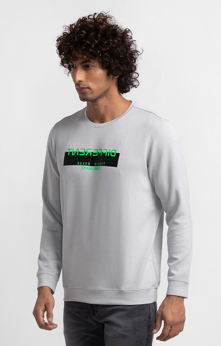 spykar | Spykar Silver Grey Cotton Full Sleeve Round Neck Sweatshirt For Men 3