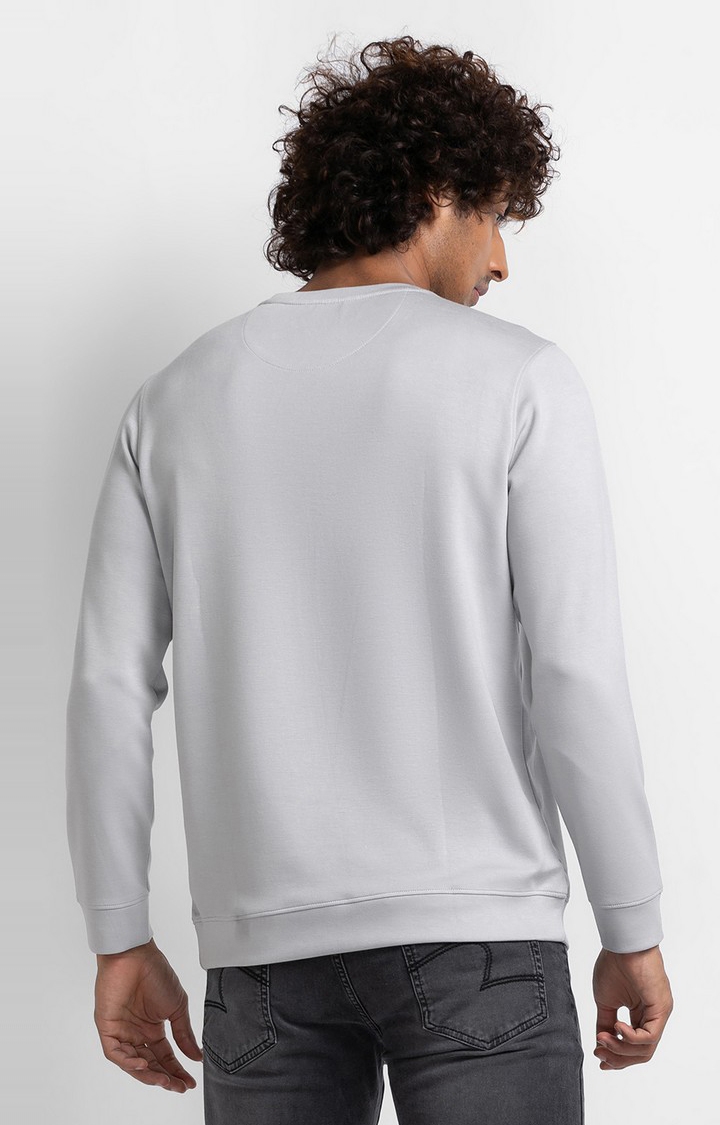 spykar | Spykar Silver Grey Cotton Full Sleeve Round Neck Sweatshirt For Men 4