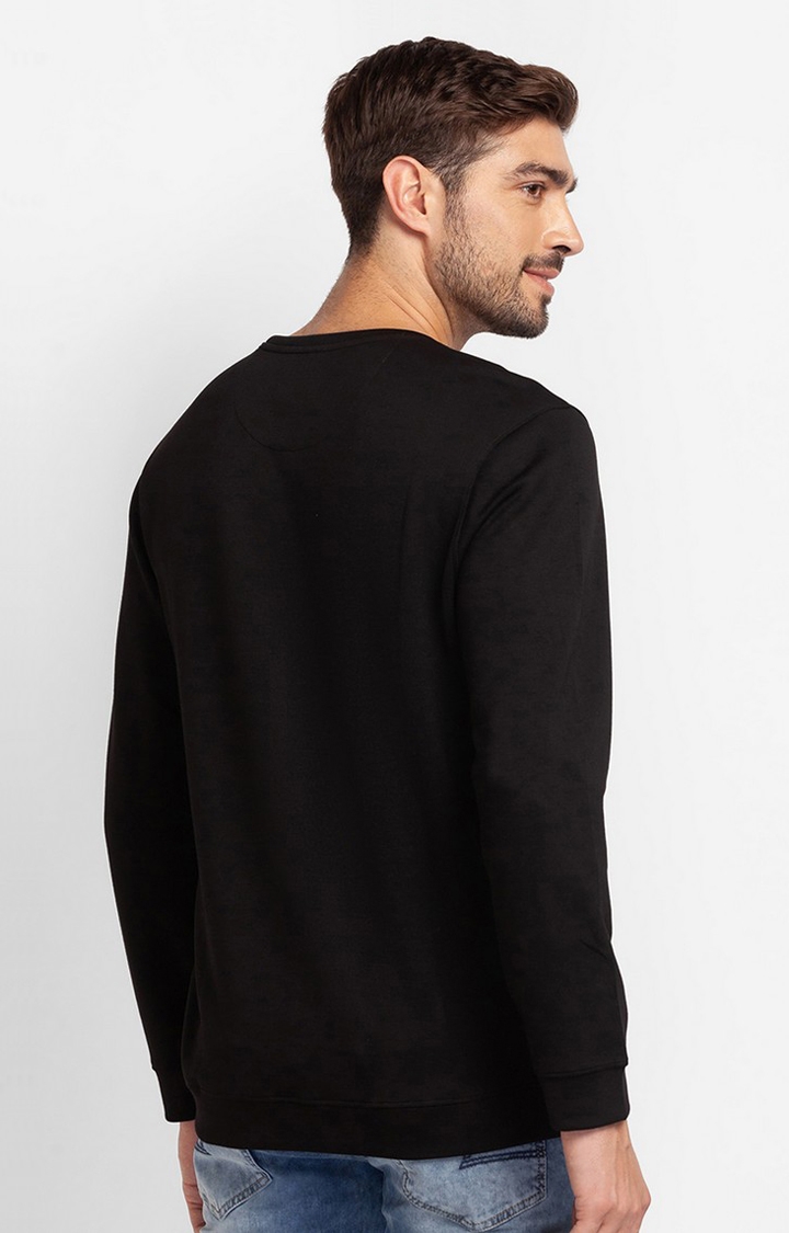 Spykar | Spykar Black Cotton Full Sleeve Round Neck Sweatshirt For Men 4
