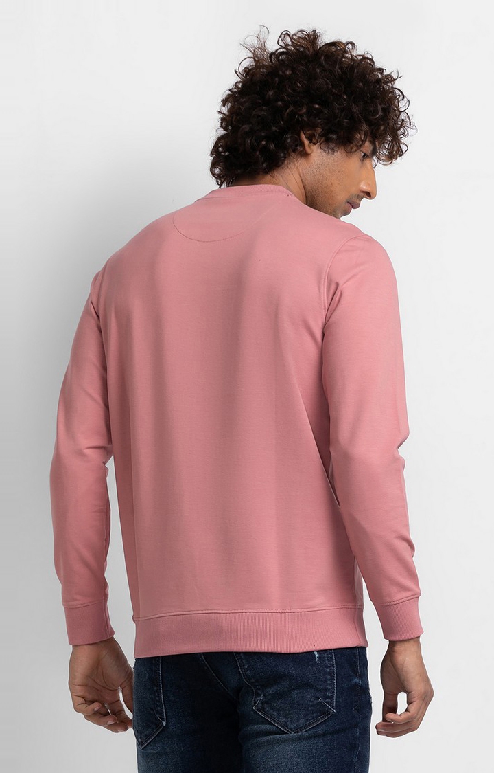 spykar | Spykar Dusty Pink Cotton Full Sleeve Round Neck Sweatshirt For Men 4