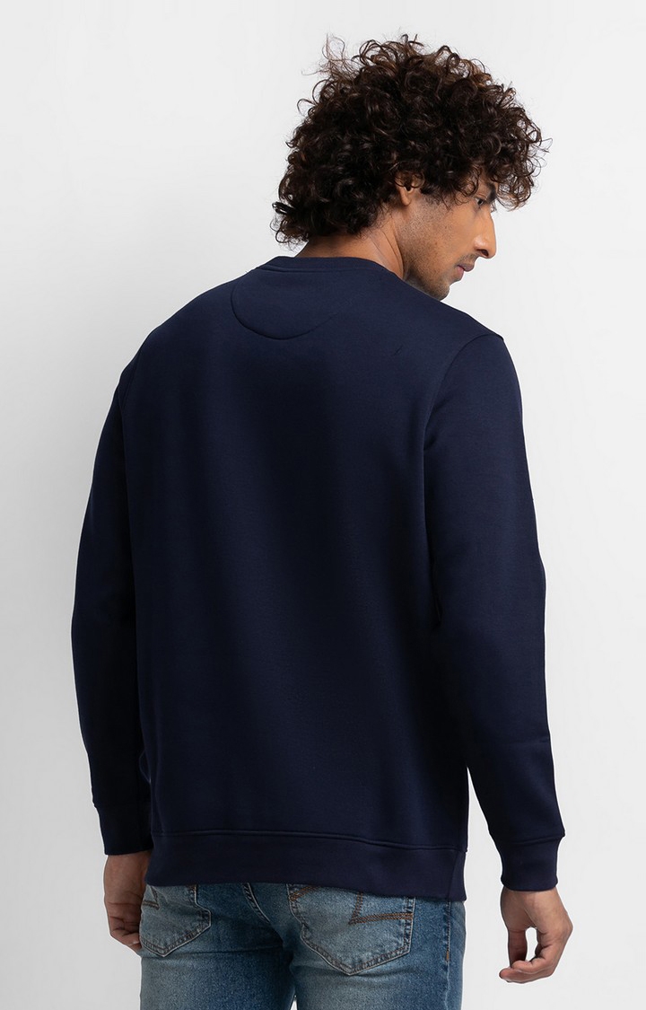 spykar | Spykar Navy Blue Cotton Full Sleeve Round Neck Sweatshirt For Men 4