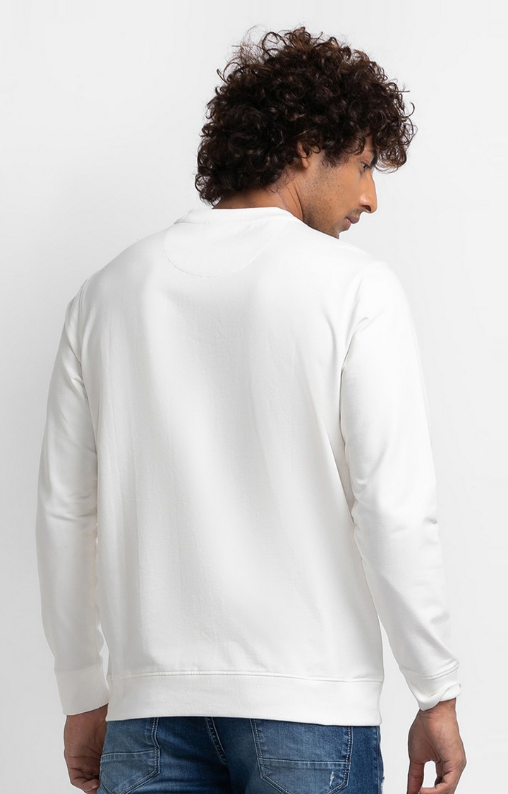 spykar | Spykar Ecru Cotton Full Sleeve Round Neck Sweatshirt For Men 4