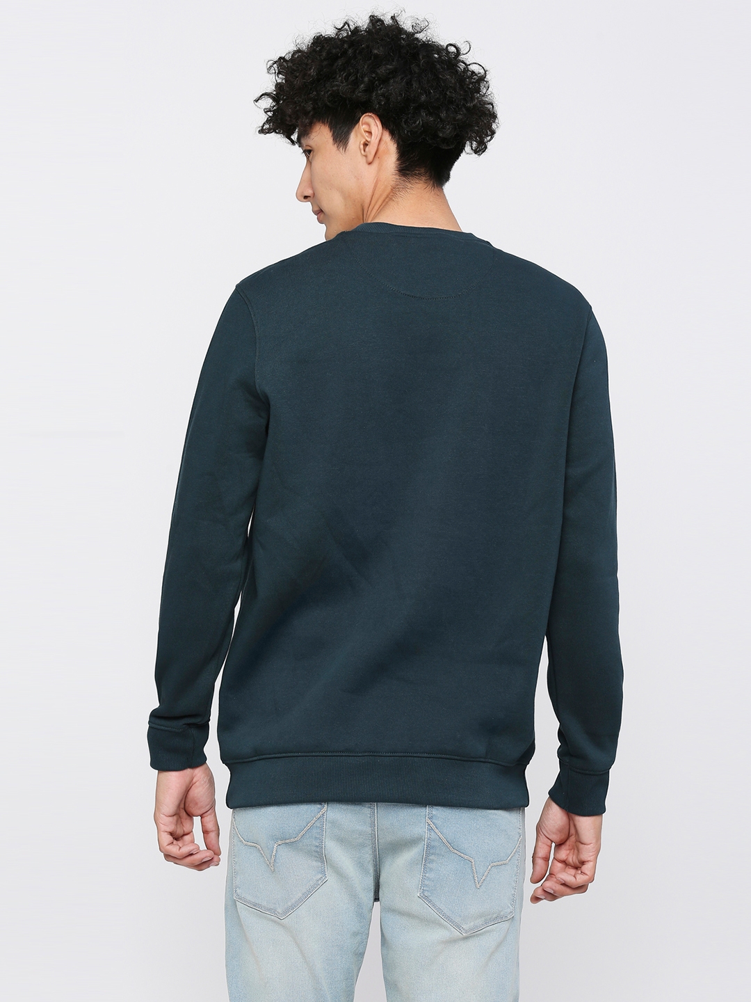 spykar | Spykar Teal Blue Cotton Full Sleeve Round Neck Sweatshirt For Men 3
