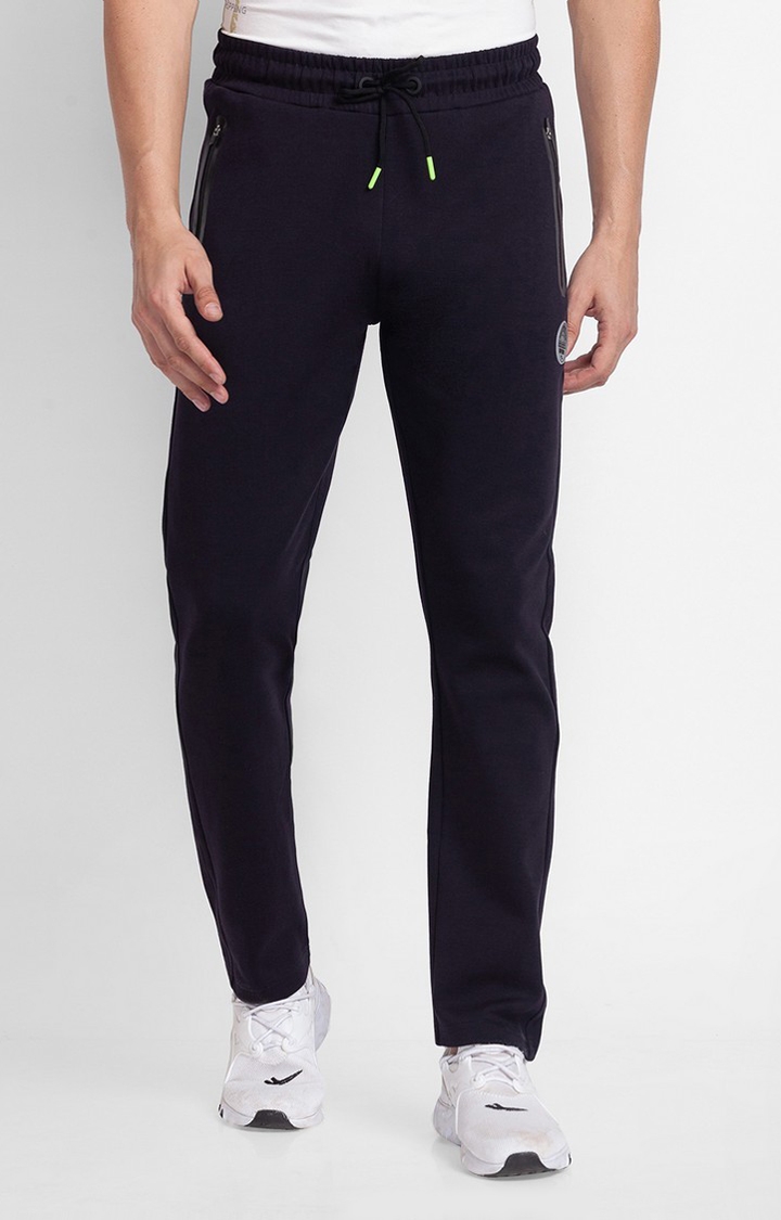 spykar | Men's Blue Cotton Solid Trackpants 0