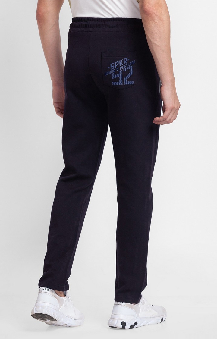 spykar | Men's Blue Cotton Solid Trackpants 4