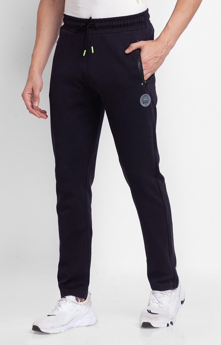 spykar | Men's Blue Cotton Solid Trackpants 3