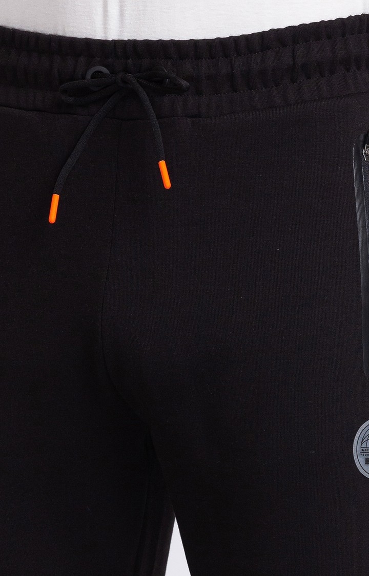 spykar | Men's Black Cotton Solid Trackpants 5