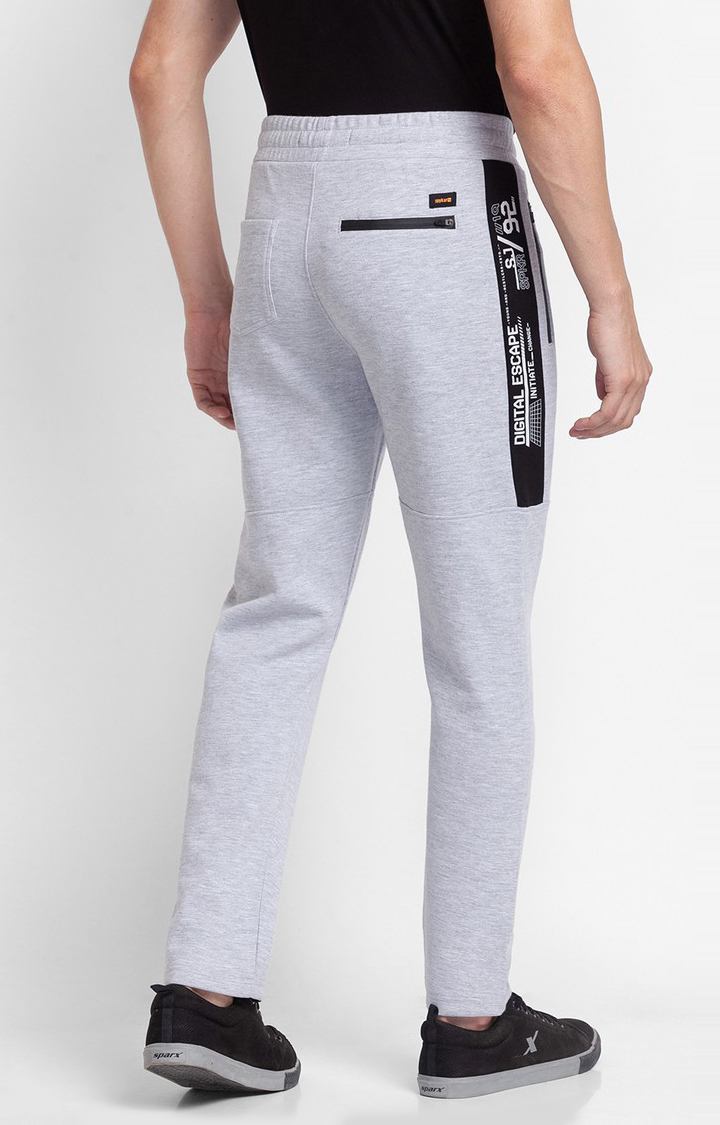 Men's Grey Cotton Printed Trackpants