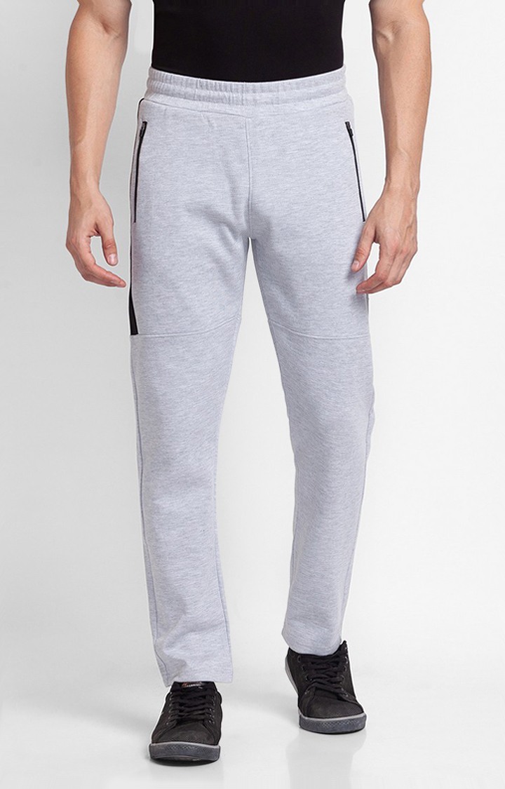 Men's Grey Cotton Printed Trackpants