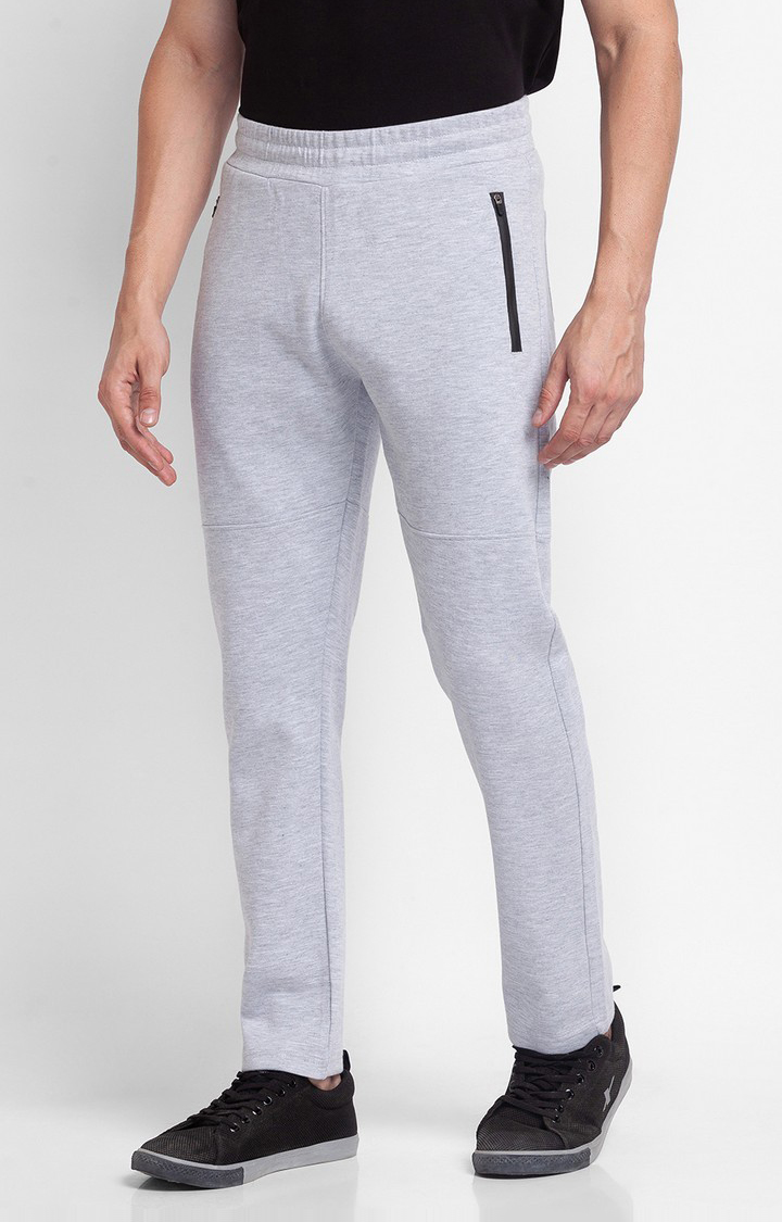 Men's Grey Cotton Printed Trackpants