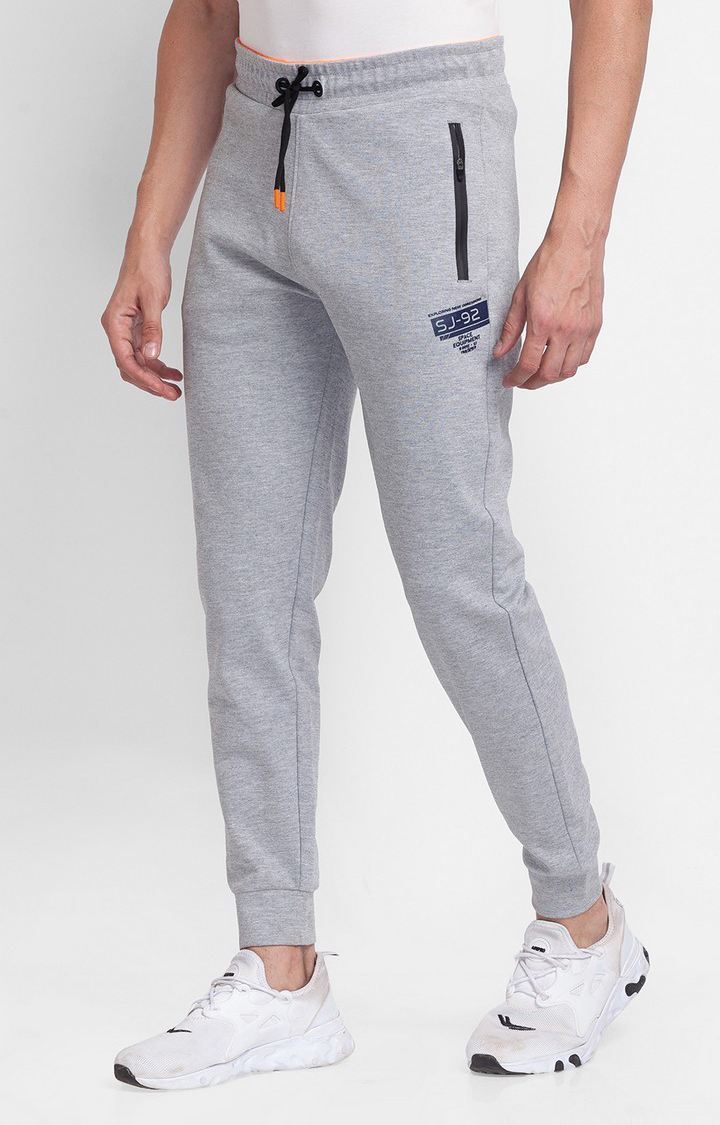Men's Grey Cotton Solid Casual Joggers