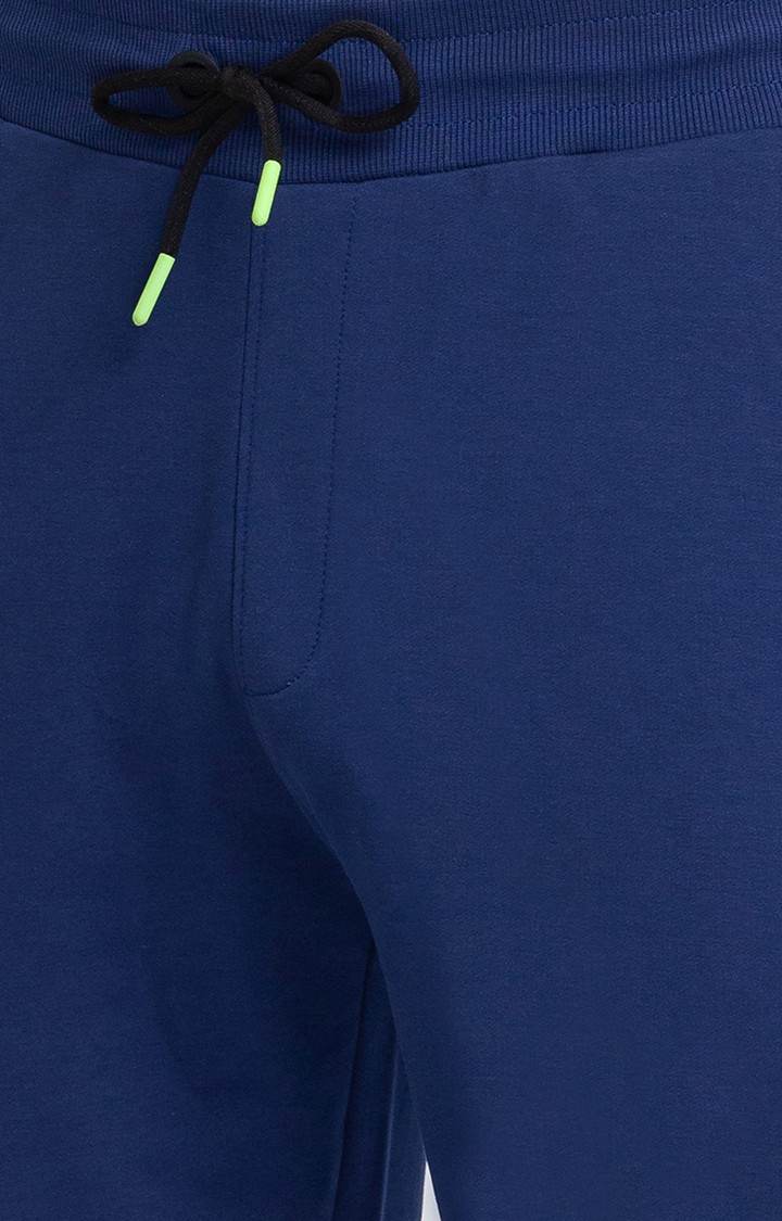 Men's Blue Cotton Solid Casual Joggers