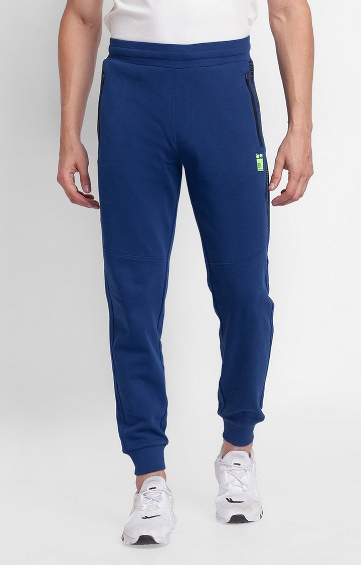 spykar | Men's Blue Cotton Solid Casual Joggers 0
