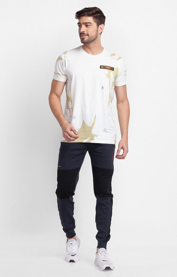 Men's Grey Cotton Colourblock Casual Joggers