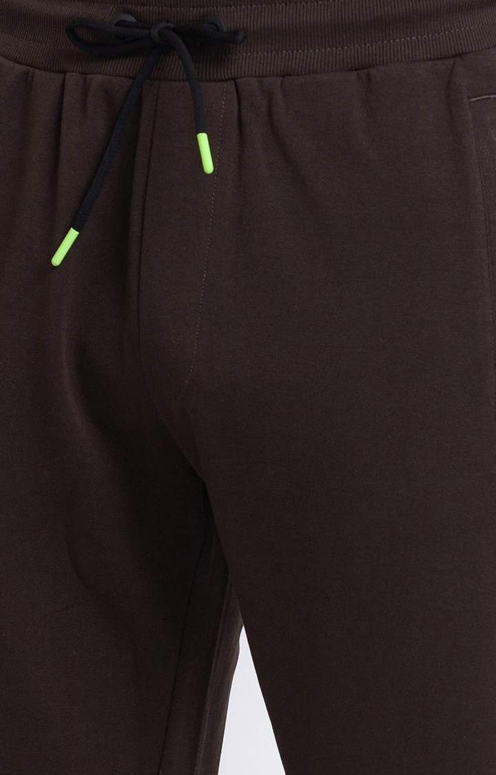 Men's Brown Cotton Solid Casual Joggers