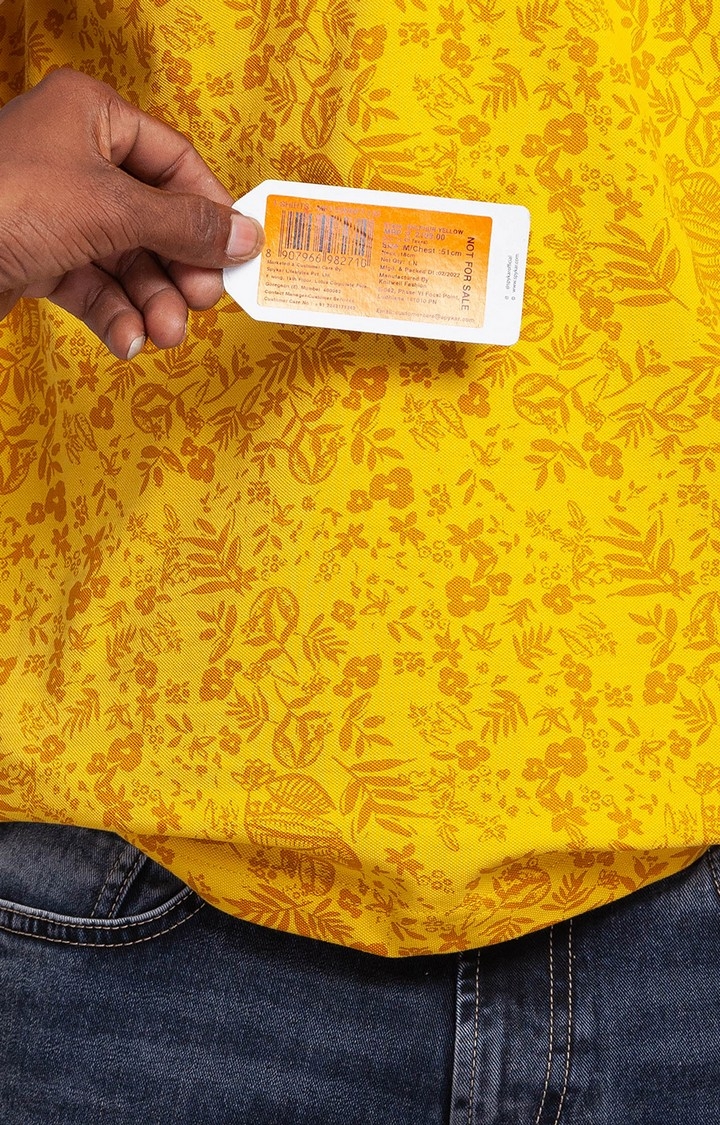 spykar | Spykar Sulphur Yellow Cotton Half Sleeve Printed Casual Polo T-Shirt For Men 6