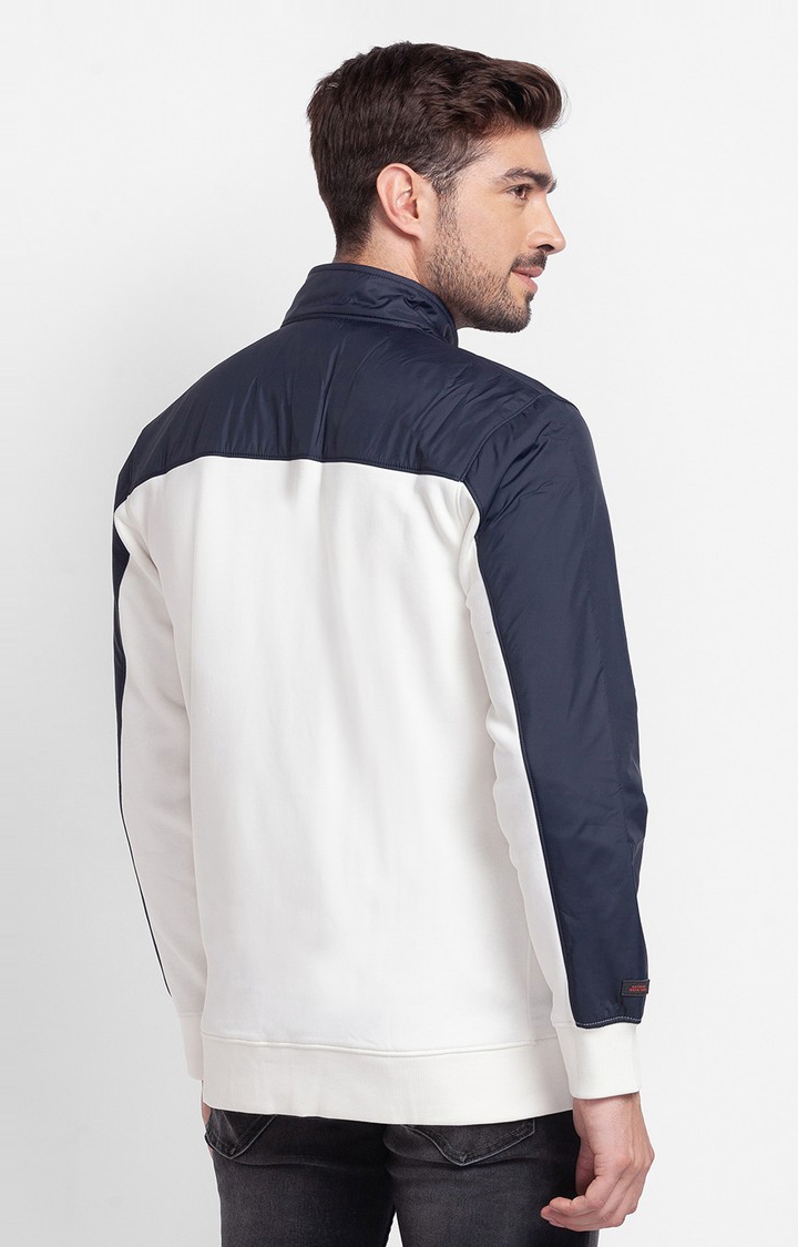 spykar | Spykar Ecru Melange Cotton Full Sleeve High Neck Sweatshirt For Men 4