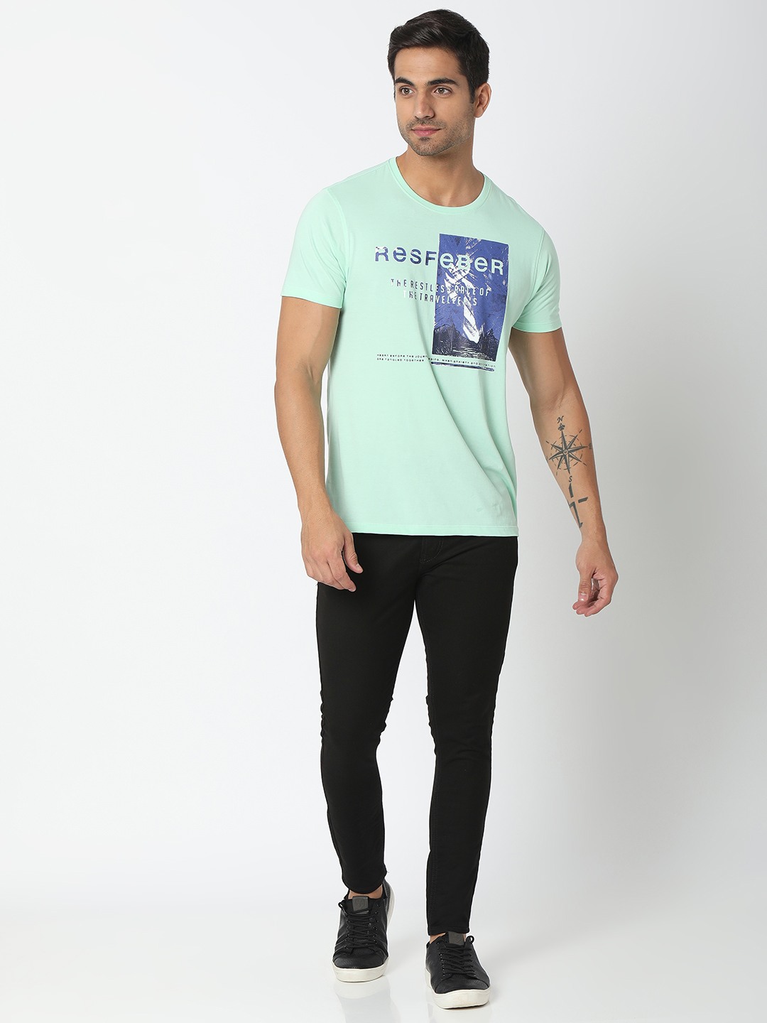 Men's Black Cotton Solid Slim Jeans