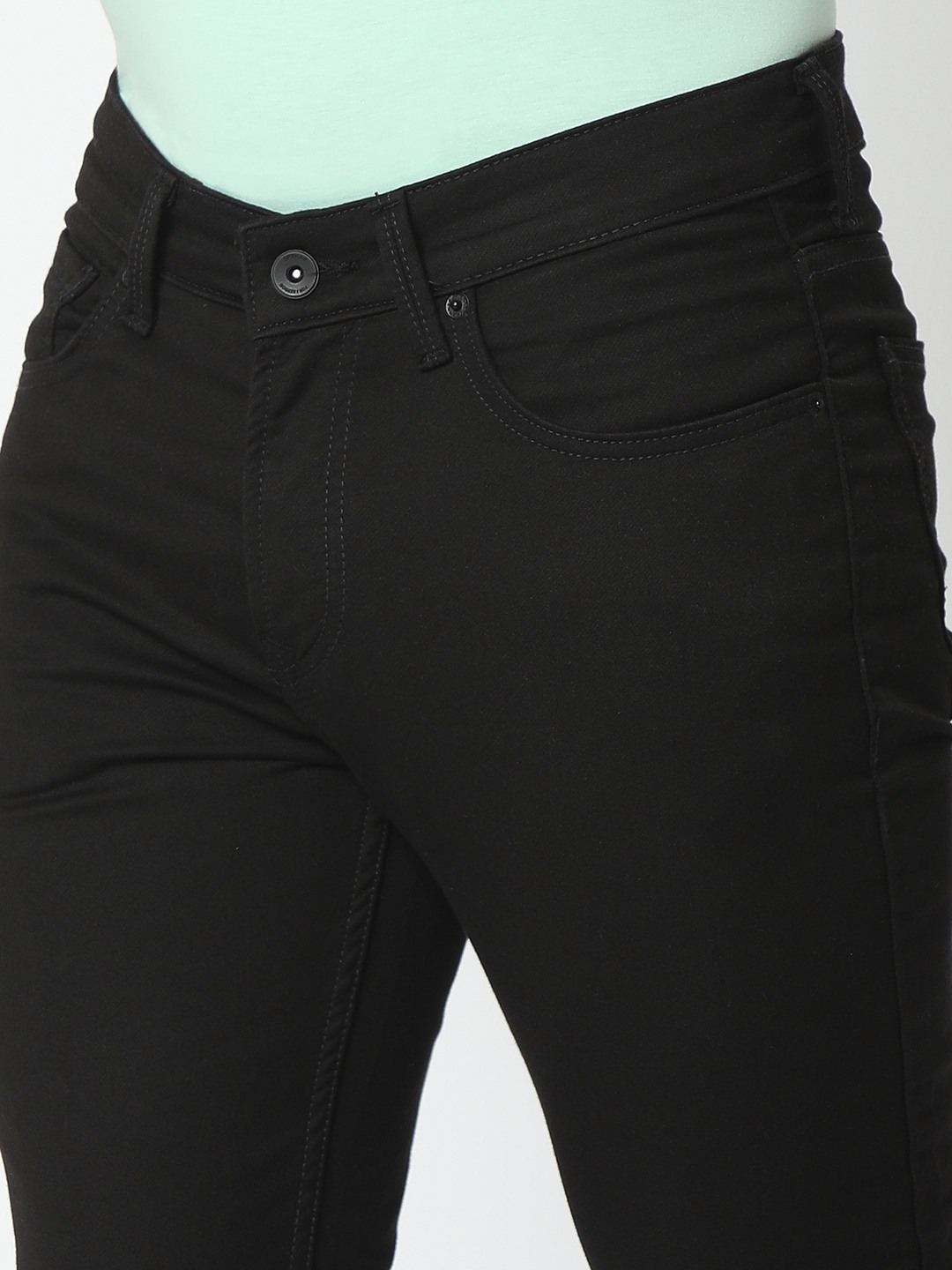 Men's Black Cotton Solid Slim Jeans